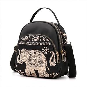 New Trendy Fashion Printing Mini Backpack For Women, Large Capacity Nylon Rucksack Multilayer Crossbody & Shoulder School Bags For Girls, Waterproof Travel Ladies Bags - Bag