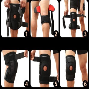 1pcs Knee Brace with Polycentric Hinges Professional Sports Safety Knee Support Black Knee Pad Guard Protector Strap